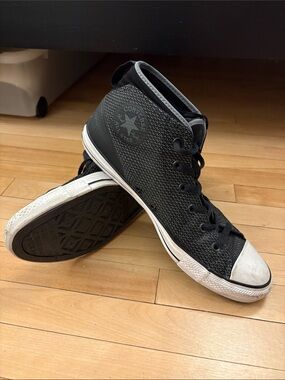 Converse Black High Top Sneakers with White Toe
